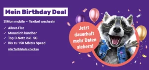 Simon Mobile Birthday Deal Bild