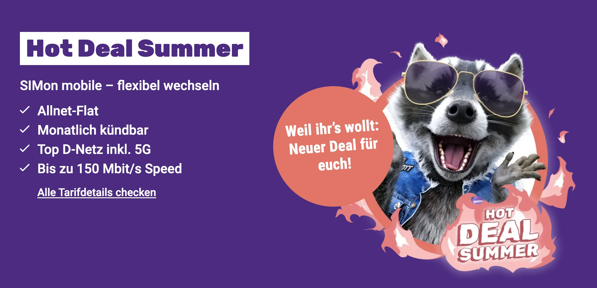 SIMon mobile Hot Deal Summer: 70GB ab 9,99€ & 100GB ab 11,99€ mtl.