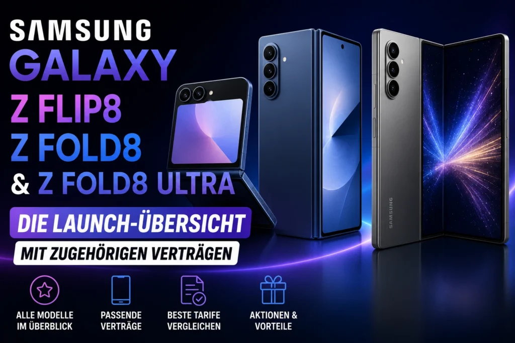Samsung Galaxy Z Flip8, Z Fold8 & Z Fold8 Ultra – die Launch-Übersicht mit zugehörigen Verträgen