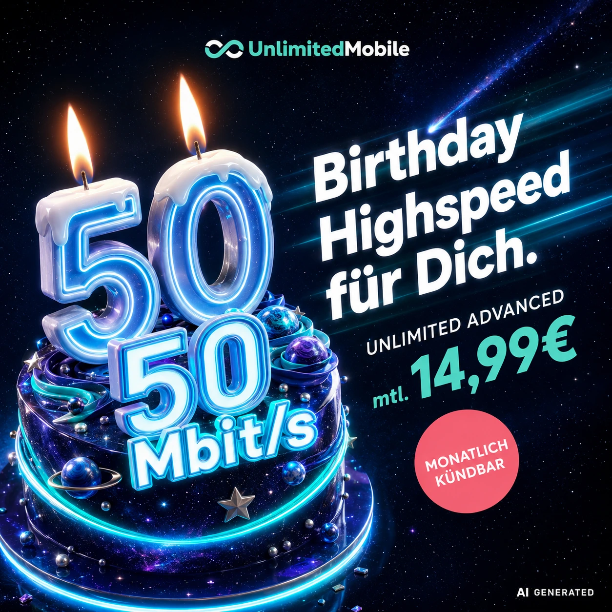 Unlimited Mobile Advanced: unbegrenztes Datenvolumen für 14,99€/Monat