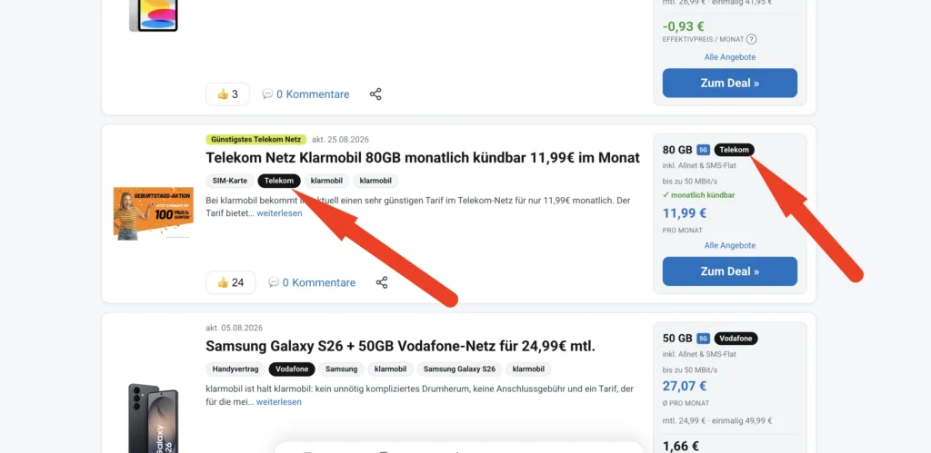 welches Netz hat klarmobil