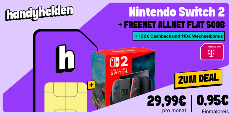 Nintendo Switch 2 (mit austauschbarem Akku) mit 50GB Telekom-Netz für 29,99€ mtl.